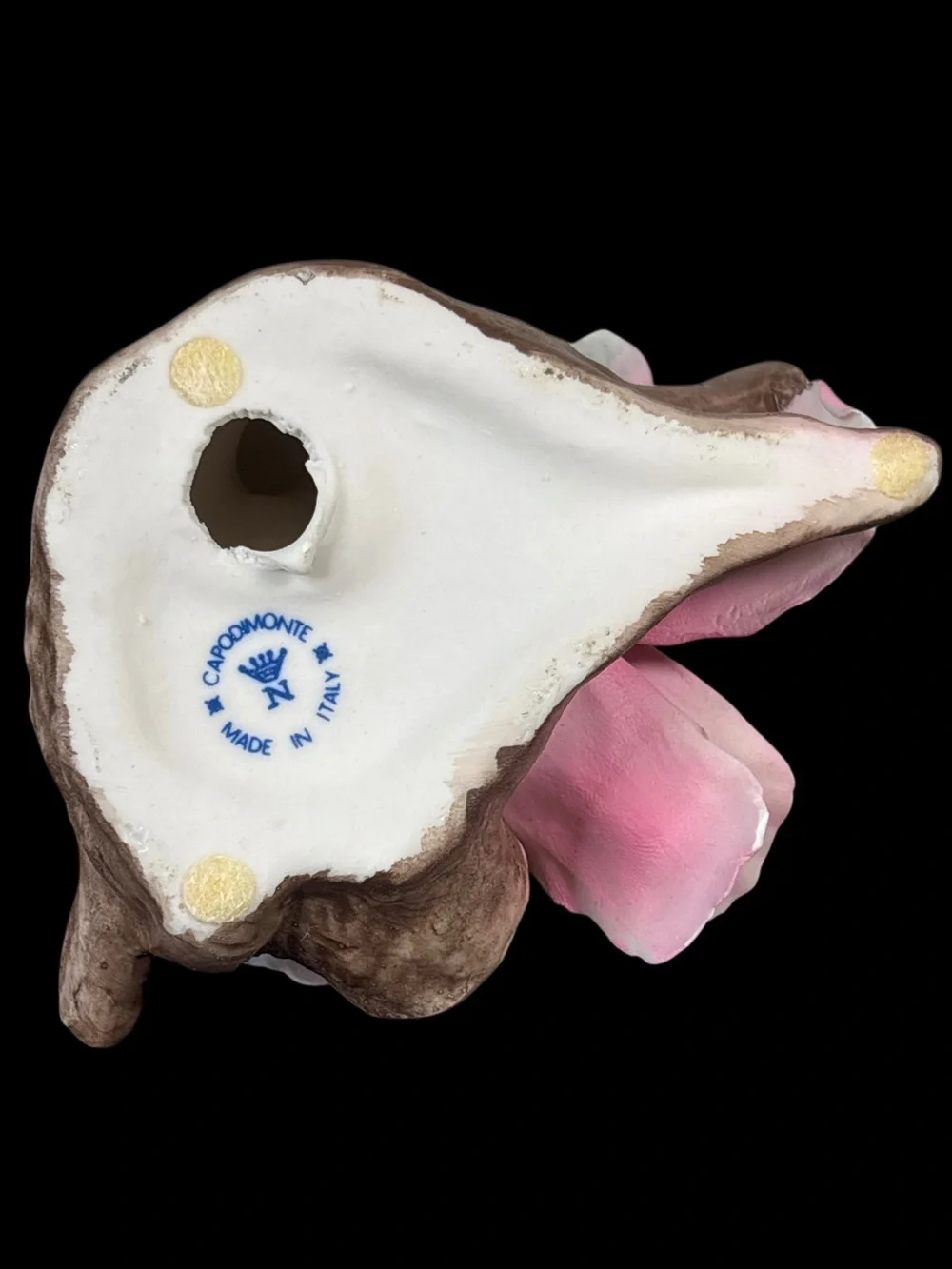 Vintage Capodimonte Porcelain Pink Blossom Floral Sculpture.